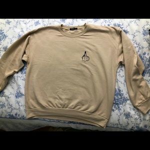Nasty Gal Tan Crewneck Sweatshirt (L)